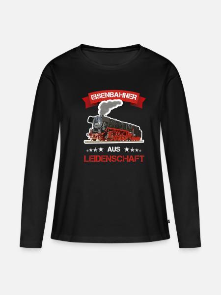 Eisenbahner aus Leidenschaft Modelleisenbahn - Frauen Premium Bio Langarmshirt - Schwarz