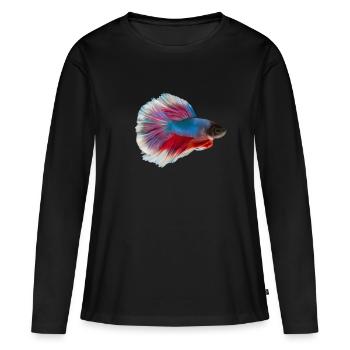 Siamesischer Kampffisch Kafi Aquarienfisch - Frauen Premium Bio Langarmshirt - Schwarz - Vorne - Julia (174cm)