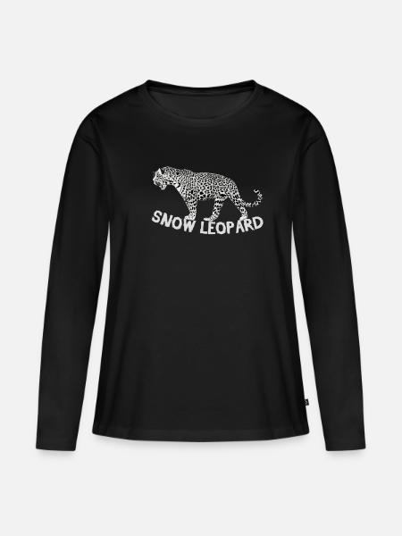 Snow Leopard Leopard Wilderness Animal Rare - Vrouwen Premium Bio shirt met lange mouwen - zwart