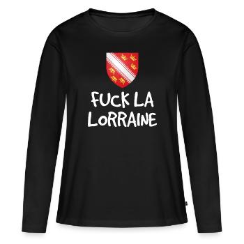 Fuck La Lorraine - Elsässischer Humor - Frauen Premium Bio Langarmshirt - Schwarz - Vorne - Julia (174cm)