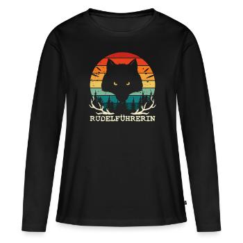 Rudelführerin - JGA Mutter Wolf Team Muttertag - Frauen Premium Bio Langarmshirt - Schwarz - Vorne - Julia (174cm)