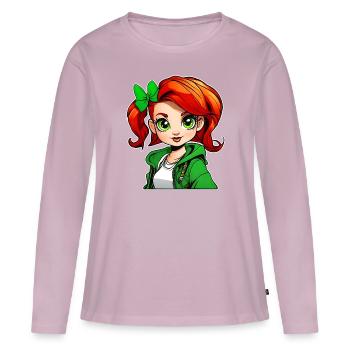 Jolie fille rousse irlandaise - T-shirt manches longues Premium bio Femme - rose poudré - Devant - Julia (174cm)