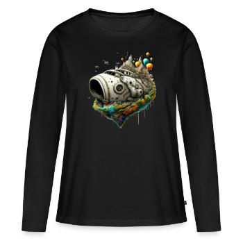 Micro World - Ship - Women's Premium Organic Long Sleeve Shirt - black - Front - Julia (174cm)