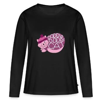 Bobble Katzenrosa - Frauen Premium Bio Langarmshirt - Schwarz - Vorne - Julia (174cm)