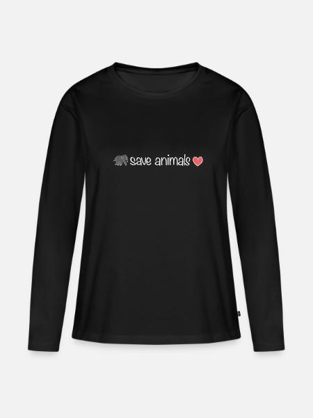 rette Tiere Tier Elefant Herz Tierschutz - Frauen Premium Bio Langarmshirt - Schwarz