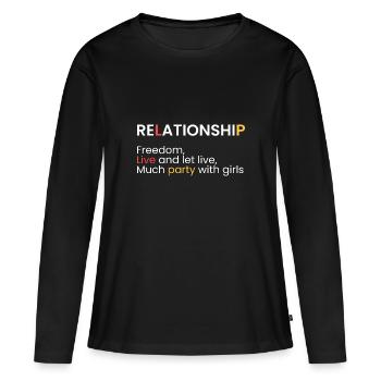 Relationship: Live and let live - Women's Premium Organic Long Sleeve Shirt - black - Front - Julia (174cm)