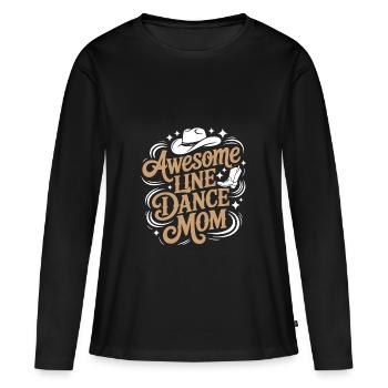 Linedance Mom. Wunderbare Line Dance Mama - Frauen Premium Bio Langarmshirt - Schwarz - Vorne - Julia (174cm)