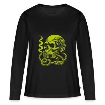 Crâne fantaisiste avec masque à gaz - T-shirt manches longues Premium bio Femme - noir - Devant - Julia (174cm)