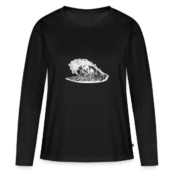 Welle Wave - Frauen Premium Bio Langarmshirt - Schwarz - Vorne - Julia (174cm)