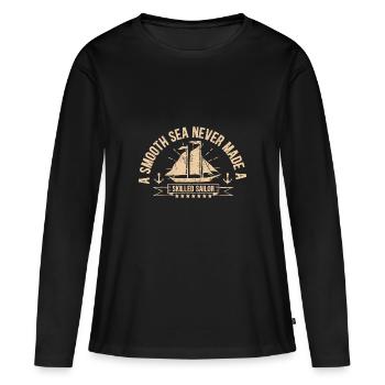 VOILE VOILE VOILE - T-shirt manches longues Premium bio Femme - noir - Devant - Julia (174cm)