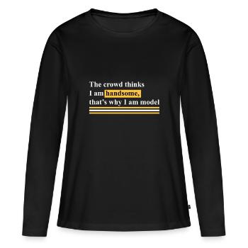 C’est pourquoi je suis mannequin - T-shirt manches longues Premium bio Femme - noir - Devant - Julia (174cm)