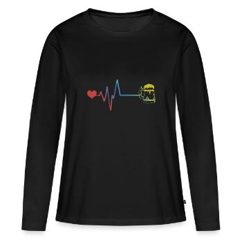 verre à bière chope à bière pulsation battement de cœur - T-shirt manches longues Premium bio Femme - noir - Devant - Julia (174cm)