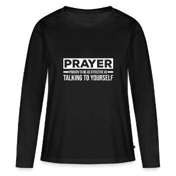 Athéisme - T-shirt manches longues Premium bio Femme - noir - Devant - Julia (174cm)