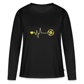 Roulette Pulse Coeur - T-shirt manches longues Premium bio Femme - noir - Devant - Julia (174cm)