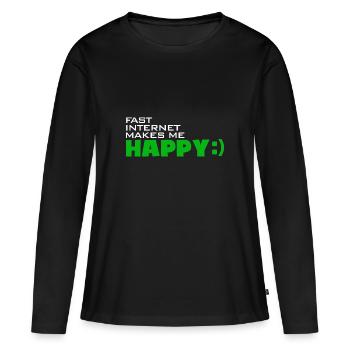 Internet fast-internet makes me happy - Heureux rapide - T-shirt manches longues Premium bio Femme - noir - Devant - Julia (174cm)