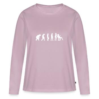 Frisses ciseaux coiffeur evolution femme fille - T-shirt manches longues Premium bio Femme - rose poudré - Devant - Julia (174cm)