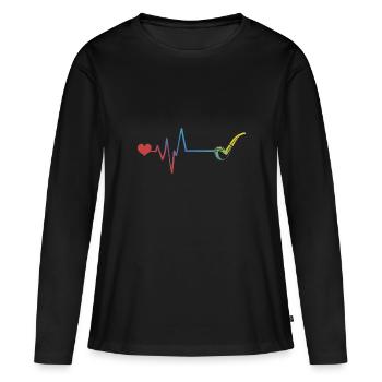 Whistle Pulse Heartbeat - Women's Premium Organic Long Sleeve Shirt - black - Front - Julia (174cm)