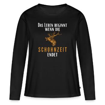 Jäger Rotwild Treibjagd Geschenk - Frauen Premium Bio Langarmshirt - Schwarz - Vorne - Julia (174cm)