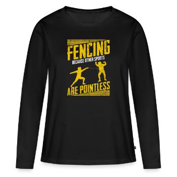 Fechten Säbelkampf Sportfechten Degen Duell - Frauen Premium Bio Langarmshirt - Schwarz - Vorne - Julia (174cm)