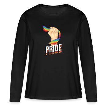 Pride LGBT Regenbogen Christopher Street Day - Frauen Premium Bio Langarmshirt - Schwarz - Vorne - Julia (174cm)