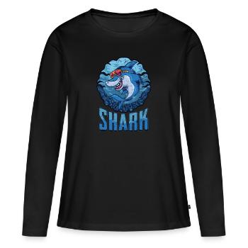 Aileron de requin requin requin de mer aileron de mer - T-shirt manches longues Premium bio Femme - noir - Devant - Julia (174cm)