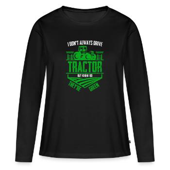 Tracteur vert - T-shirt manches longues Premium bio Femme - noir - Devant - Julia (174cm)