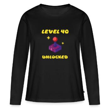 Level 40 Unlocked - 16 Bit Joystick 40. Geburtstag - Frauen Premium Bio Langarmshirt - Schwarz - Vorne - Julia (174cm)