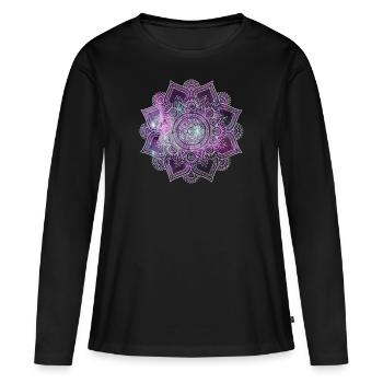 Mandala - T-shirt manches longues Premium bio Femme - noir - Devant - Julia (174cm)