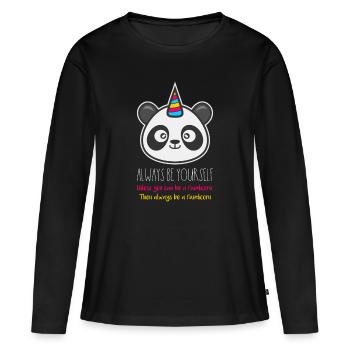 Cadeau Pandicorn Panda Unicorn Fantasy Trend - T-shirt manches longues Premium bio Femme - noir - Devant - Julia (174cm)