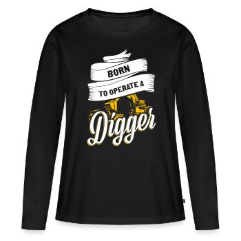 Bagger - Frauen Premium Bio Langarmshirt - Schwarz - Vorne - Julia (174cm)