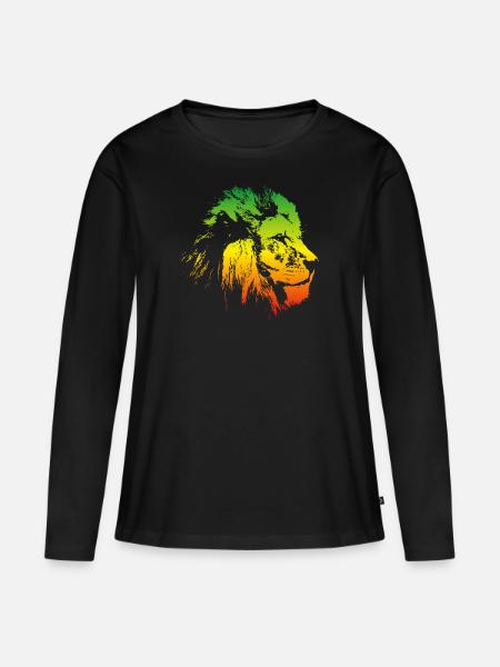 Löwe Reggae - Frauen Premium Bio Langarmshirt - Schwarz