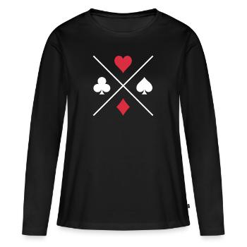 Cartes de poker Icône Cross Cross Spades Heart Check - T-shirt manches longues Premium bio Femme - noir - Devant - Julia (174cm)