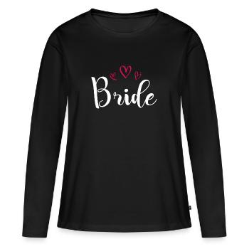 Braut Team JGA Herzen - Frauen Premium Bio Langarmshirt - Schwarz - Vorne - Julia (174cm)