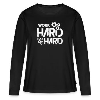 bourreau de travail - T-shirt manches longues Premium bio Femme - noir - Devant - Julia (174cm)