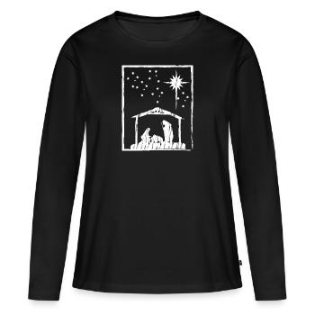Noël chrétien - T-shirt manches longues Premium bio Femme - noir - Devant - Julia (174cm)