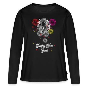 Feux d’artifice Amant - T-shirt manches longues Premium bio Femme - noir - Devant - Julia (174cm)