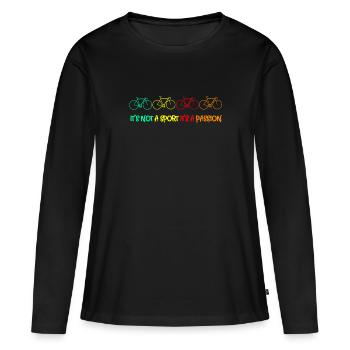 Passion vélo - T-shirt manches longues Premium bio Femme - noir - Devant - Julia (174cm)