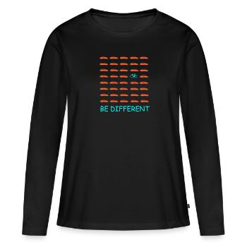 Bike, be different - Frauen Premium Bio Langarmshirt - Schwarz - Vorne - Julia (174cm)