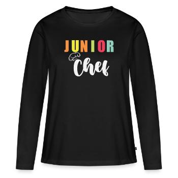 Junior Chef - T-shirt manches longues Premium bio Femme - noir - Devant - Julia (174cm)