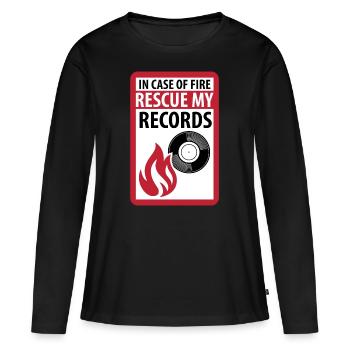 In Case of Fire Rescue My Records - musique vinyle - T-shirt manches longues Premium bio Femme - noir - Devant - Julia (174cm)