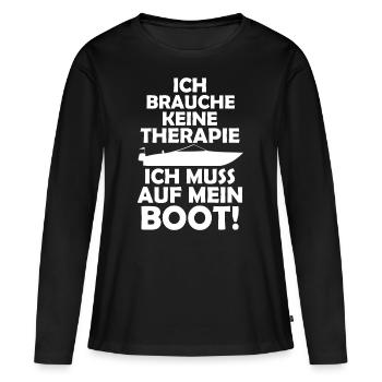 Boot - Frauen Premium Bio Langarmshirt - Schwarz - Vorne - Julia (174cm)