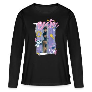 Friends Lila Tür Beste Freunde - Frauen Premium Bio Langarmshirt - Schwarz - Vorne - Julia (174cm)