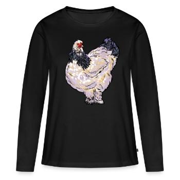Brahma poules poules ferme agriculteur poulet coq - T-shirt manches longues Premium bio Femme - noir - Devant - Julia (174cm)