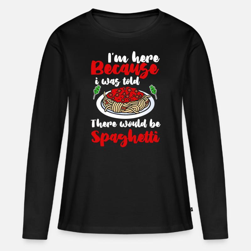 Spaghetti - Frauen Premium Bio Langarmshirt - Schwarz