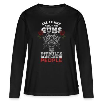 Chien de combat propriétaire de chien chien ami - T-shirt manches longues Premium bio Femme - noir - Devant - Julia (174cm)