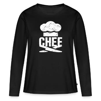 CHEF Cuisine Chapeau de chef Chef - T-shirt manches longues Premium bio Femme - noir - Devant - Julia (174cm)