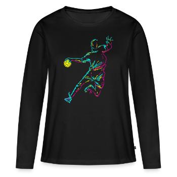 Handball Player Striker Jump Shot Goalkeeper - Women's Premium Organic Long Sleeve Shirt - black - Front - Julia (174cm)