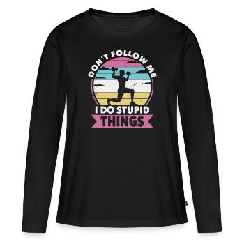 Ne suivez pas Fitness - T-shirt manches longues Premium bio Femme - noir - Devant - Julia (174cm)