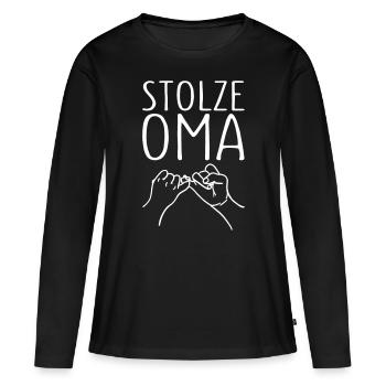 Stolze Oma Kleiner Fingerschwur Großmutter - Frauen Premium Bio Langarmshirt - Schwarz - Vorne - Julia (174cm)