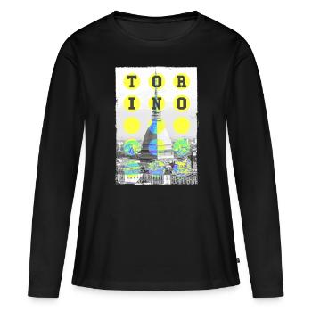 Turin Turin Turin Italie Ville Skyline Vacances Amour - T-shirt manches longues Premium bio Femme - noir - Devant - Julia (174cm)